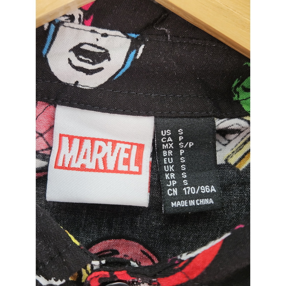 Marvel Comics All-over Print Short-sleeve Shirt Spider-Man Hulk Iron Man Size S - Picture 2 of 10